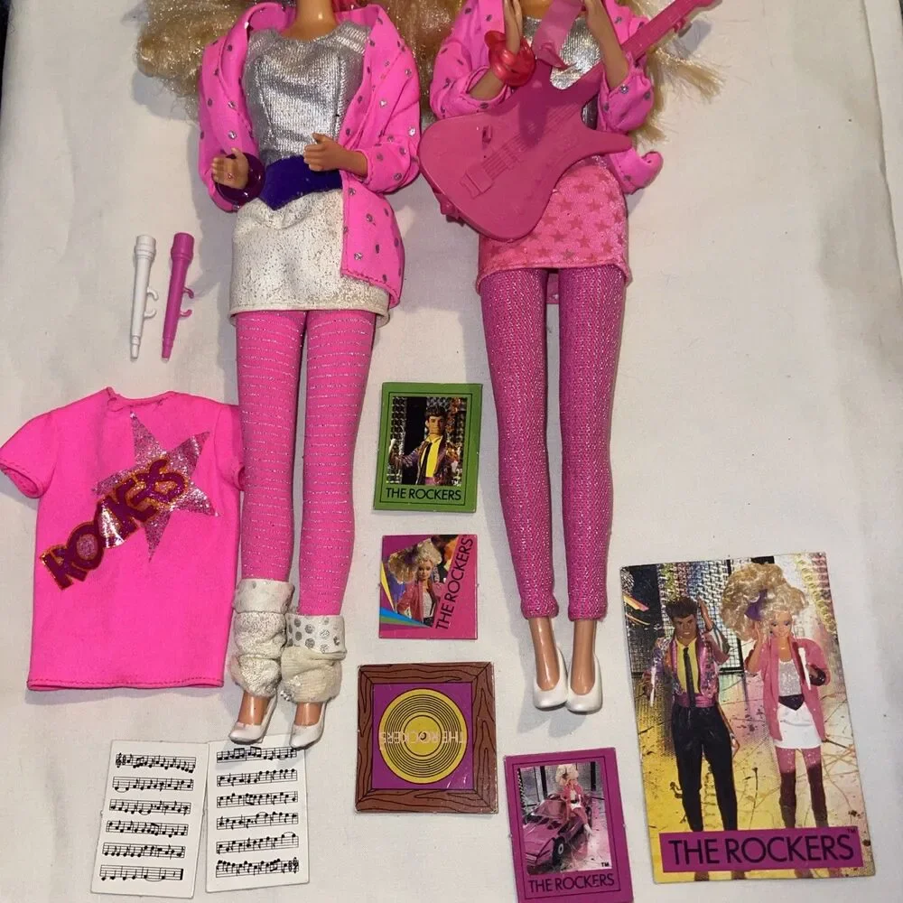 Vintage Mattel Barbie & the Rockers Dolls w/ Clothing Outfits 1985 1986